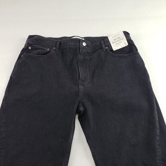 Abercrombie Fitch 90s Relaxed Jean Women 34/18S Short Black Front Vent High Rise - Picture 3 of 12